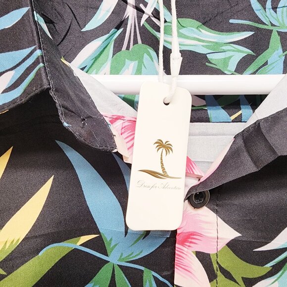 Mens Dress Adventure Tropical Hawaiian Shirt Palm Tree Hibiscus Print Size 3XL - Picture 4 of 4